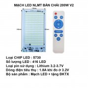 Mạch LED năng lượng mặt trời LED bàn chải 200W V2 gồm mạch và remote